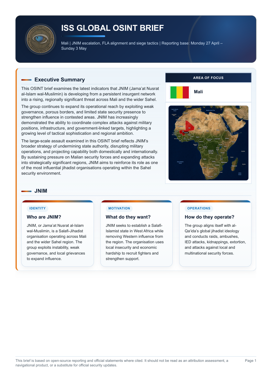 JNIM Escalation in Mali — cover