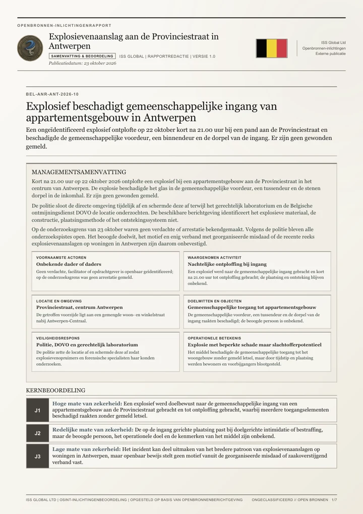 First page of Explosievenaanslag aan de Provinciestraat in Antwerpen