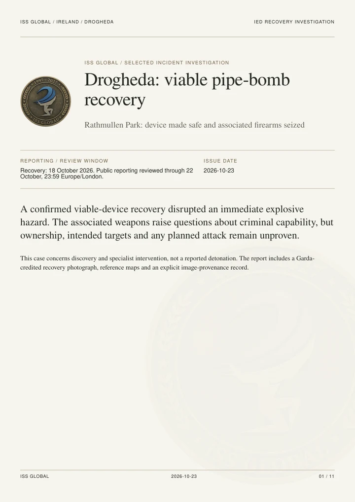 Drogheda: viable pipe-bomb recovery