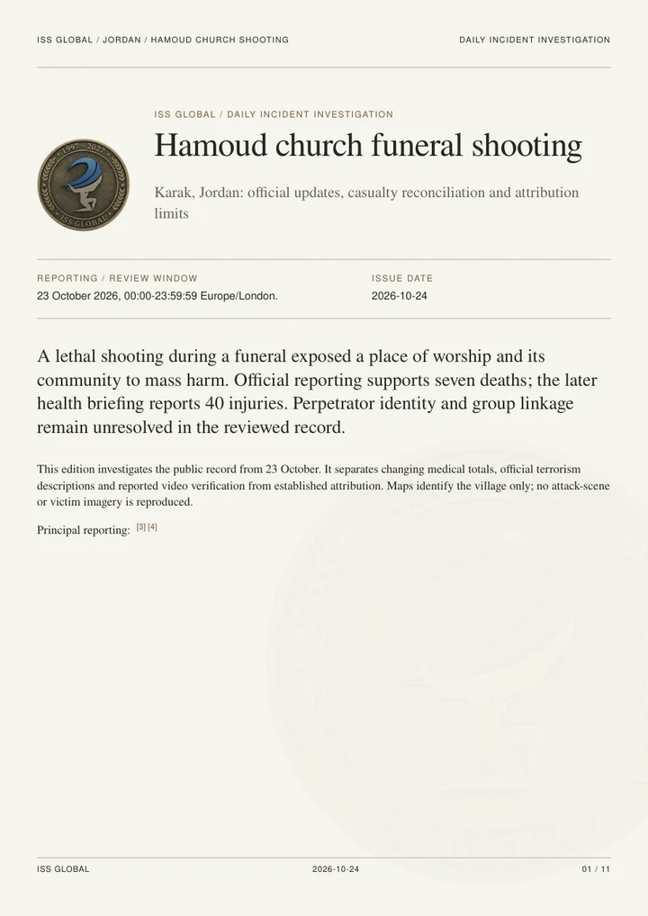 First page of Hamoud church funeral shooting