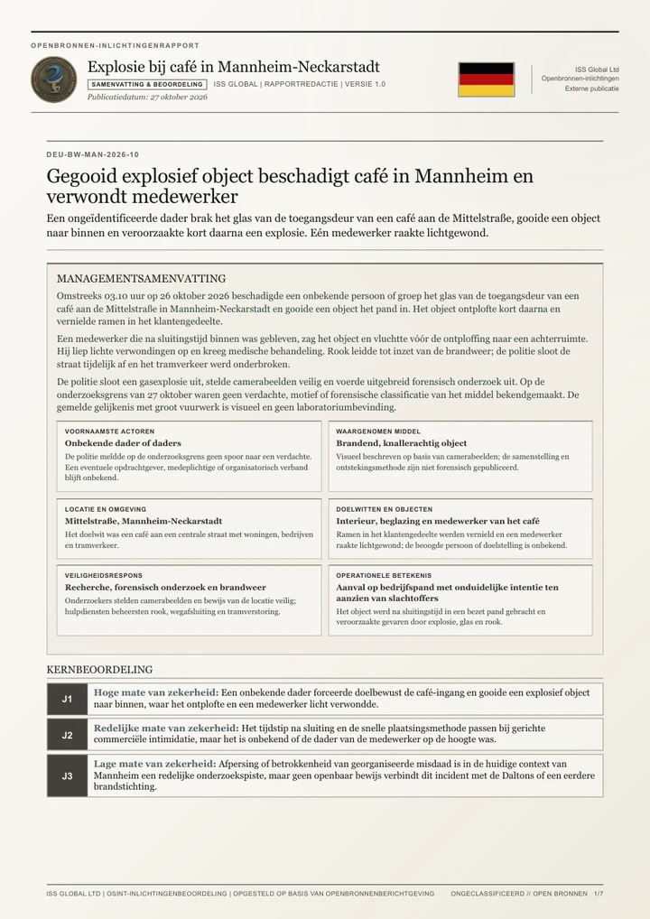 First page of Explosie bij café in Mannheim-Neckarstadt