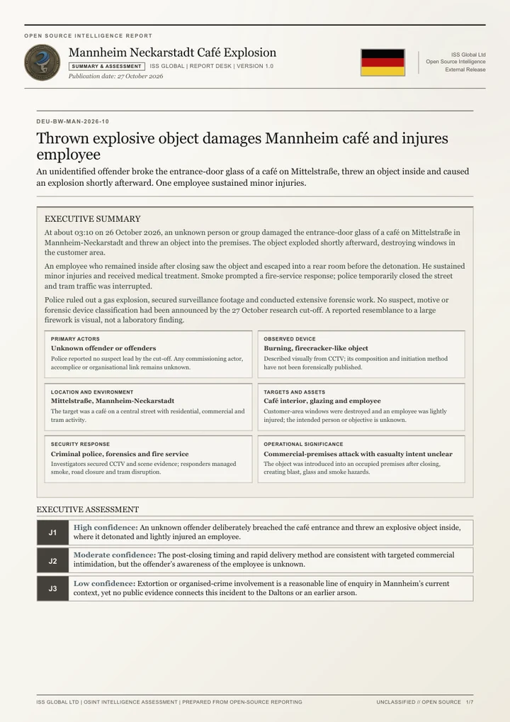 Mannheim Neckarstadt Café Explosion