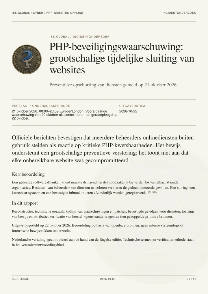 PHP-beveiligingswaarschuwing: grootschalige tijdelijke sluiting van websites